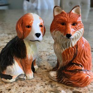 Fox & Hound NIB Cracker Barrel Ceramic Salt & Pepp
